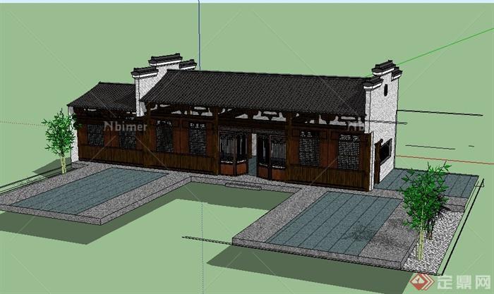 某古典中式风格单层住宅建筑设计SU模型