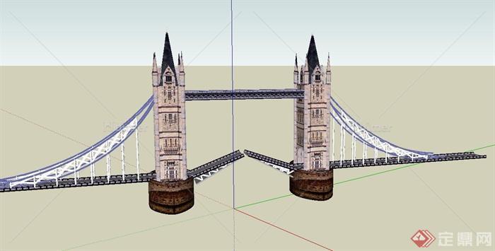 欧式风格建筑大桥设计SU模型