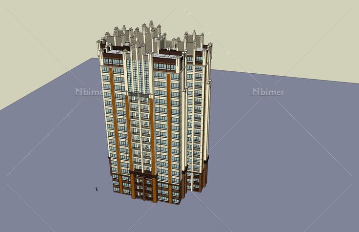 新古典风格高层住宅楼(46750)su模型下载