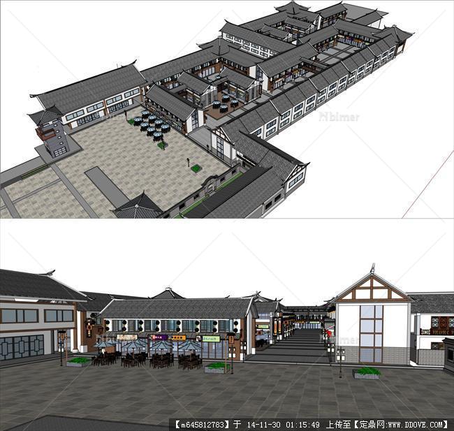 古建商业街建筑设计su模型