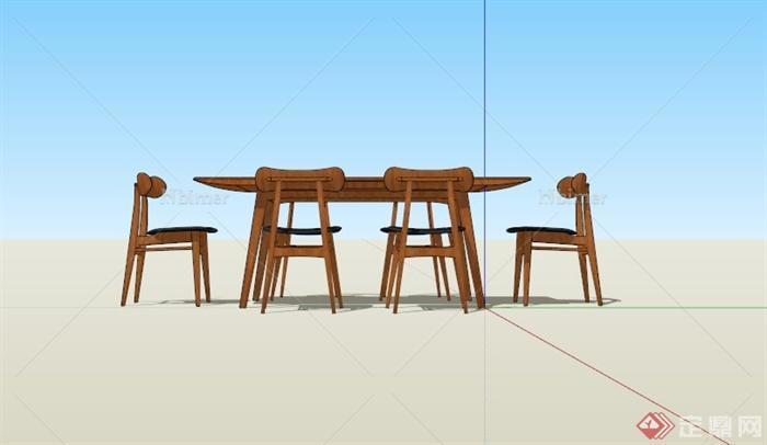 有质感的现代六人餐桌SU模型[原创]