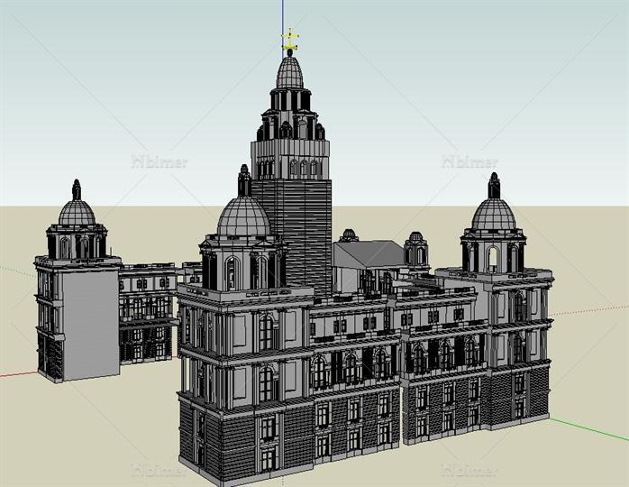 某欧式风格城堡酒店建筑方案设计SU模型[原创]