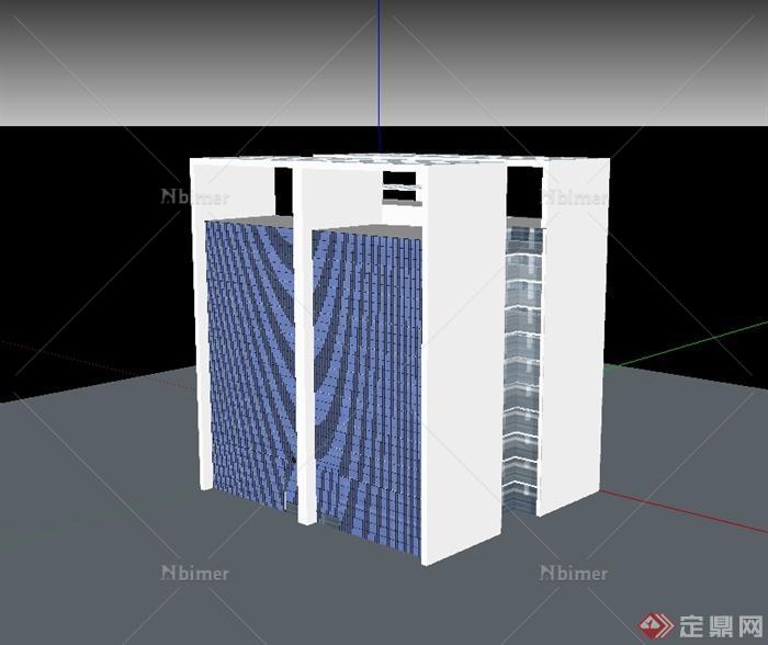 现代简单的办公大楼建筑设计SU模型[原创]