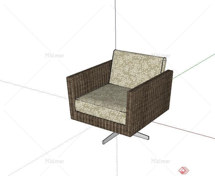 现代风格单体室内沙发设计SU模型[原创]