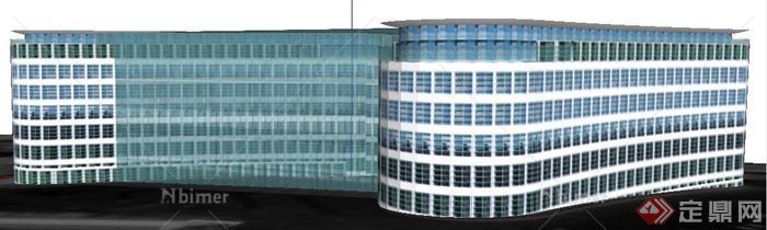 现代风格八层办公楼建筑设计SU模型