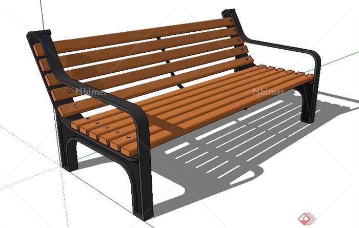 一个木制长椅su模型