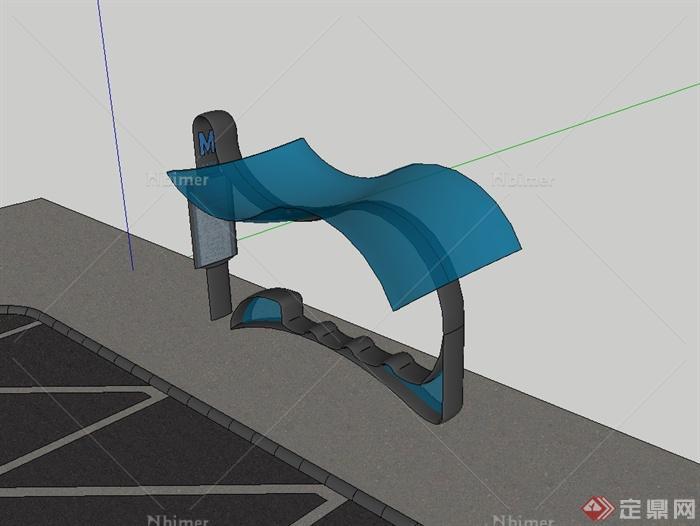 现代独特造型候车廊设计su模型[原创]