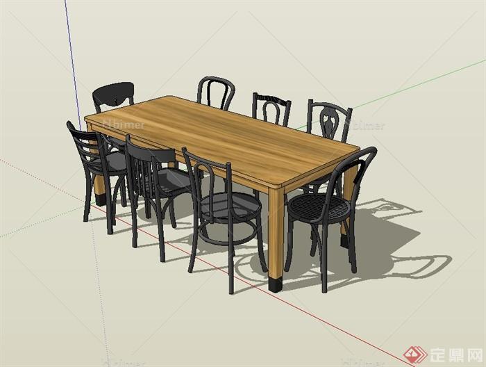 某现代精美餐厅餐桌椅设计SU模型[原创]