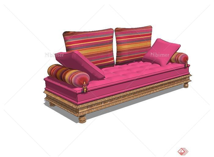 现代风格详细精致客厅沙发设计SU模型[原创]