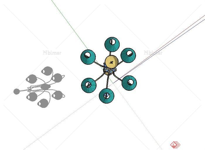 欧式客厅吊灯设计su模型