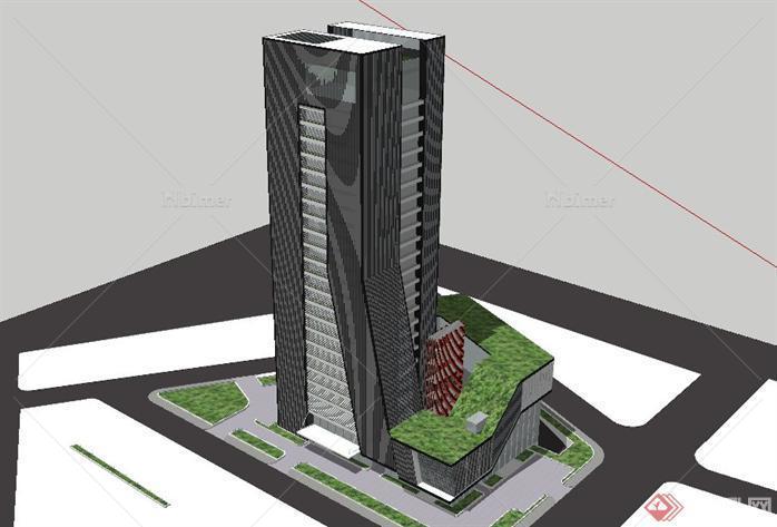 现代的办公大楼 高层办公楼建筑设计sketchup模型