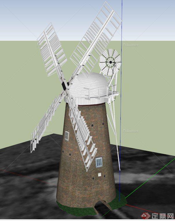 风车房建筑设计设计SU模型