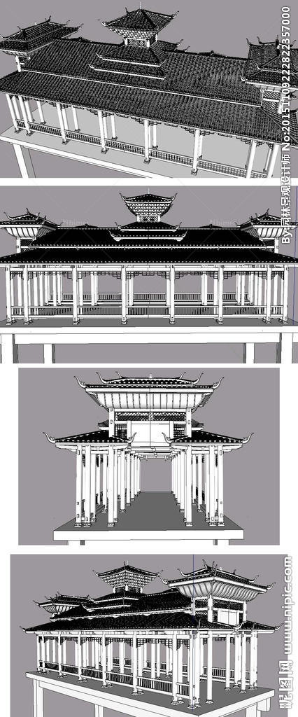侗族风雨桥建筑景观草图大师模型图片