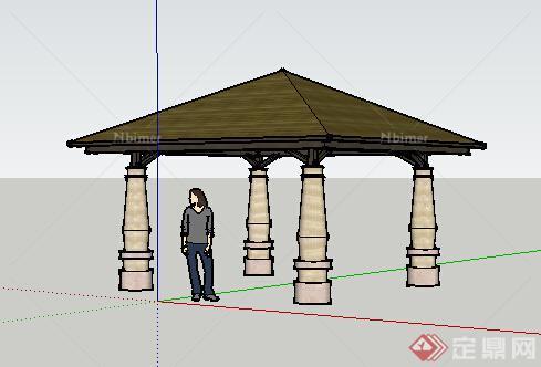 园林景观之东南亚风格景观亭设计su模型5