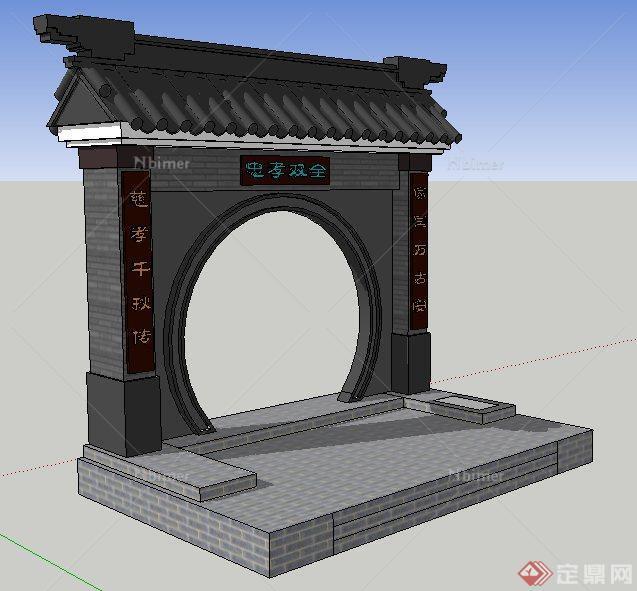 某中式风格古建洞门设计su模型