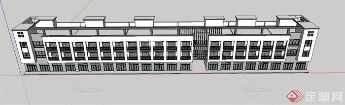 某老年公寓建筑设计SU模型（含CAD立面图）