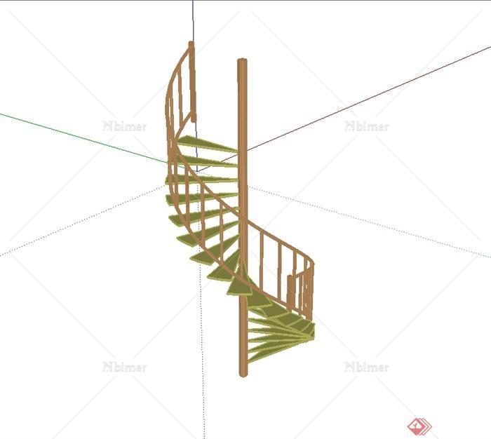 某现代简约风格旋转楼梯设计su模型[原创]
