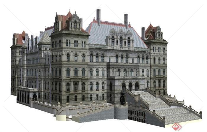 纽约州议会大厦办公建筑设计SU模型
