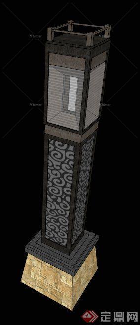 现代中式景观灯柱设计SU模型