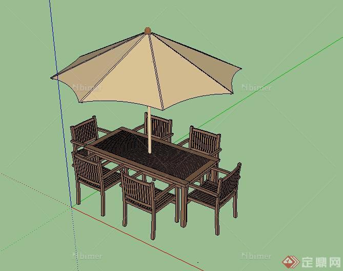 某室外坐凳桌子设计SU模型