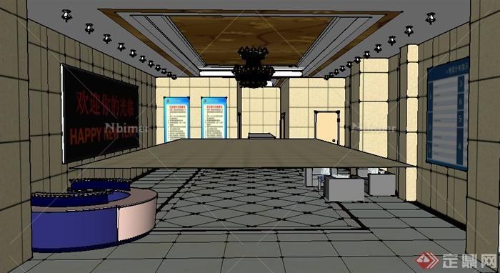 某商务楼大厅室内设计su模型（含效果图）[原创]