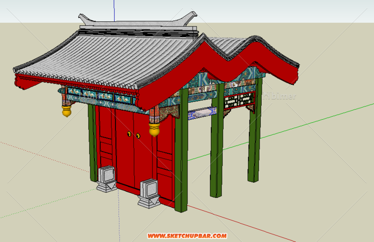 精细的 古建筑模型     跪