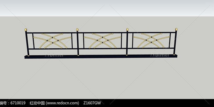 西式交错栏杆模型