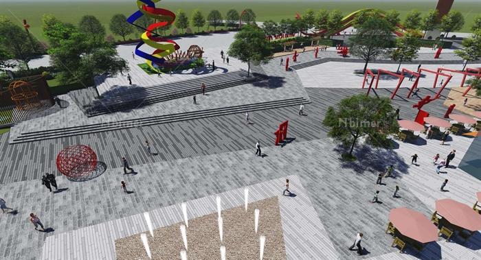 某现代风格详细精致公园广场景观设计su模型[原创