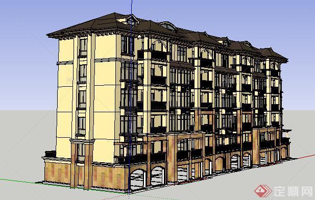 某简欧风格多层住宅建筑设计方案SU模型