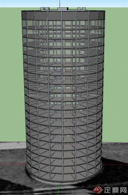 圆柱形汽车城建筑设计SU模型