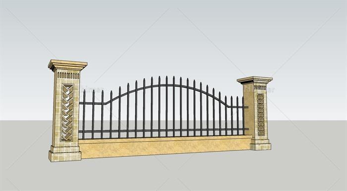 现代风格铁质围栏su模型