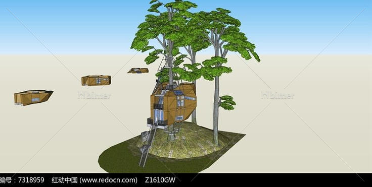 一个欧式树屋SU模型