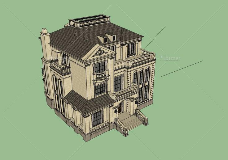 法式类独栋(103286)su模型下载