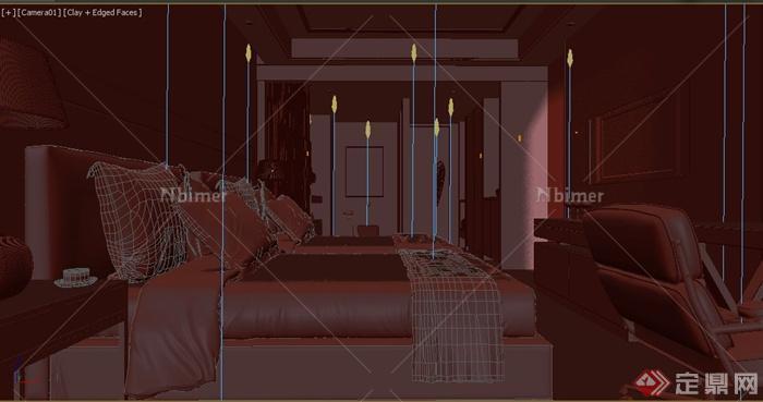 某现代酒店双人客房室内装修设计3DMAX模型
