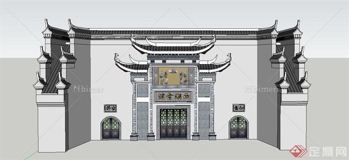 某古典中式博物馆大门设计SU模型