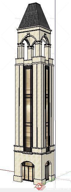 某法式景观塔楼设计su模型