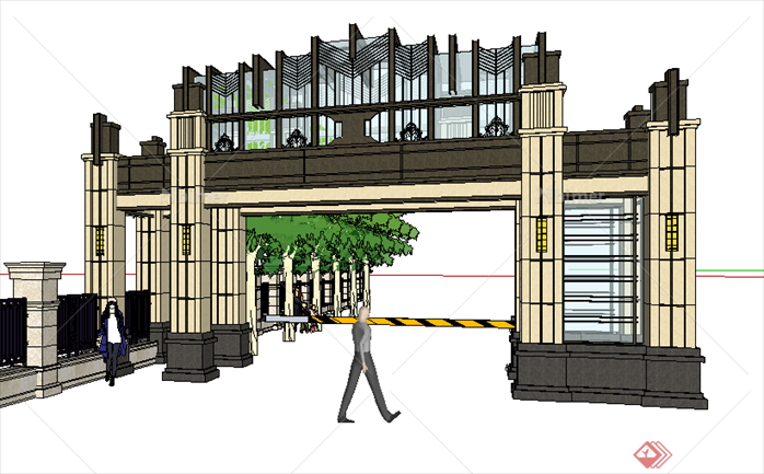 某现代风格园林景观大门设计SU模型素材52
