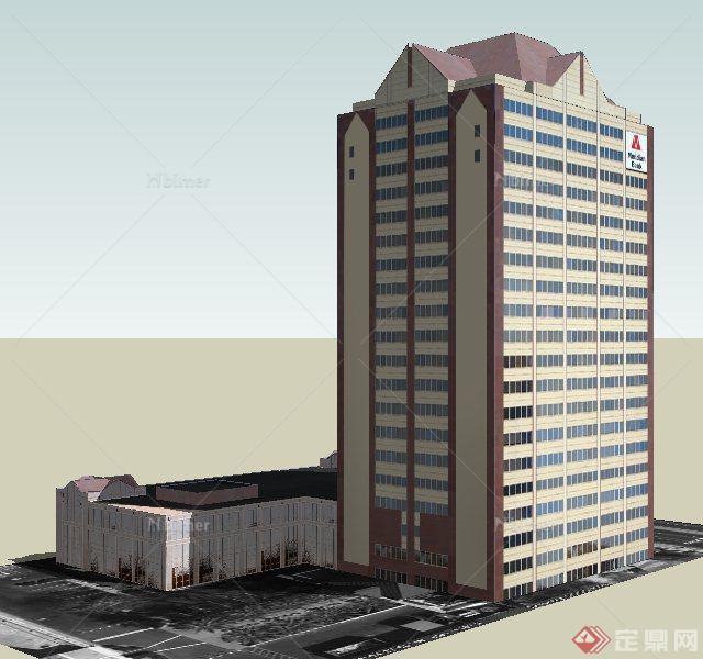 现代风格银行办公楼建筑设计su模型