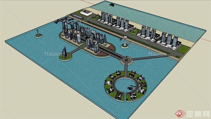 某现代滨海城市规划设计方案su模型