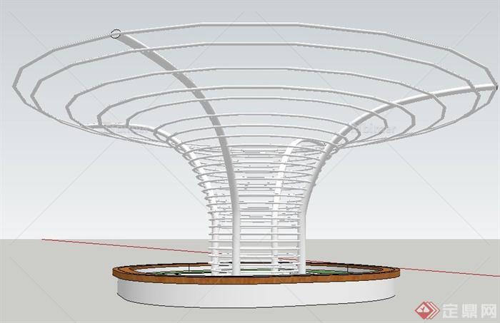 现代风格圆环形景观架设计su模型