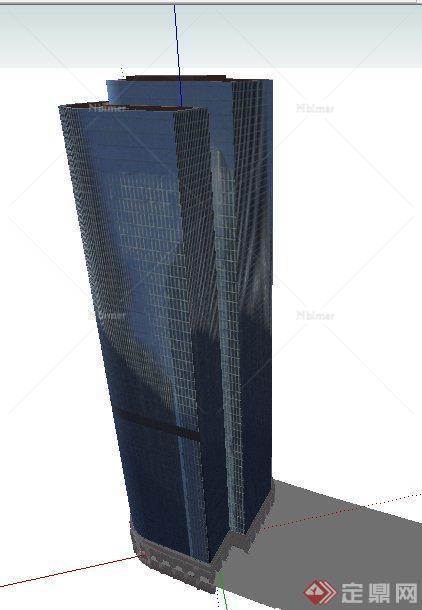 现代高层独栋商务楼建筑设计su模型