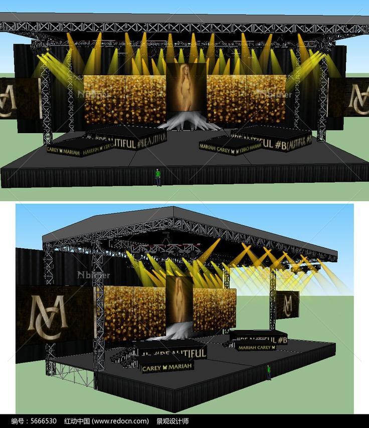 舞台舞美背景设计SU草图大师skp模型
