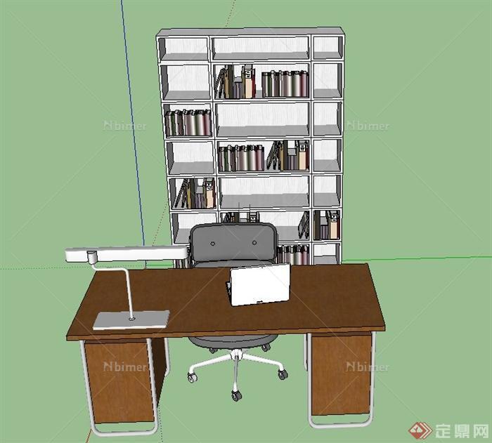 现代室内书桌椅、柜子设计SU模型