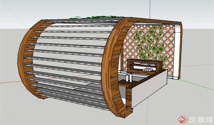 某庭院木质廊架设计SU模型