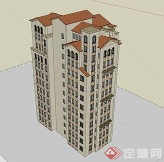 一个新古典高层住宅建筑设计SU模型