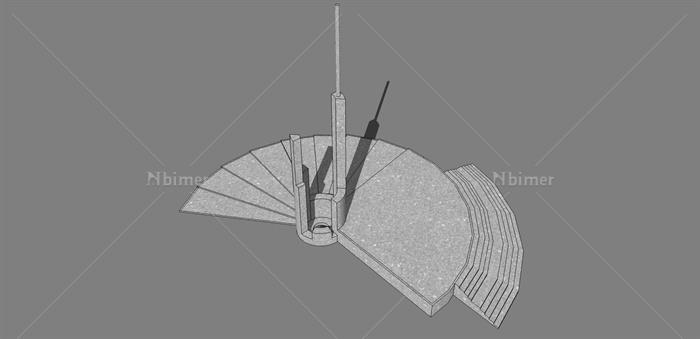 广场雕塑台阶su模型[原创]