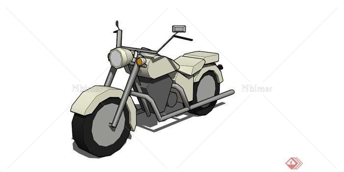 某米黄色摩托车SU模型