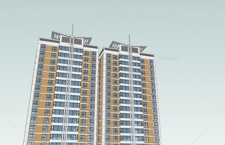 现代高层住宅楼(46580)su模型下载