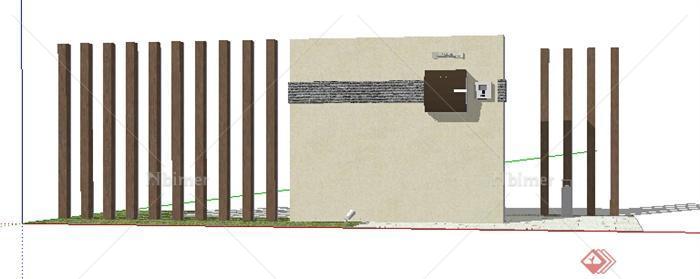 园林景观之现代景墙设计su模型3