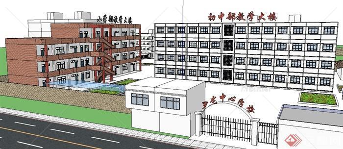 某现代风格中心学校建筑设计SU模型